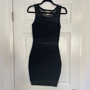 Bebe Black Mesh Bodycon Dress